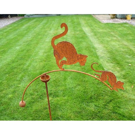 Cat & Mouse Wind Rocker Single Bare Metal/Ready to Rust - Steel - L66 x W54 x H148.5 cm
