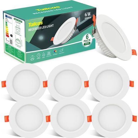Set of 6 Recessed LED Spotlights, Extra Flat 26mm, Neutral White 4500k, IP44 Waterproof, for Bathroom (1/5)
