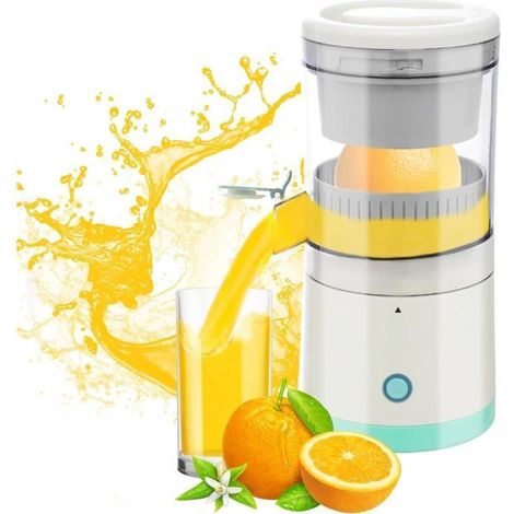 Presse-Agrumes Électrique - CHICHENG - Modèle Portable Rechargeable - Deux Cônes Réutilisables - Blanc (1/4)