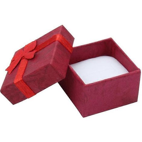 Lot de 5 petites boîtes cadeaux carrées avec nœud papillon pour bagues et boucles d'oreilles (rouge) (1/3)