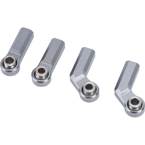 Lot de 4 rotules pour voiture RC 1/10, filetage M4 métal CW positif, outil 7.0, 2 courbes et 2 droites, couleur titane. (1/5)