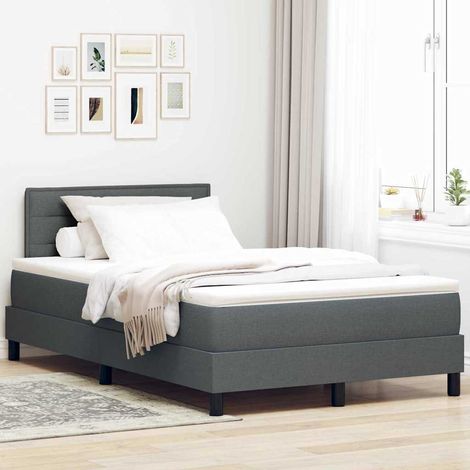 Letto a molle con strisce LED Grigio scuro 120 x 190 cm Tessuto vidaXL (1/5)
