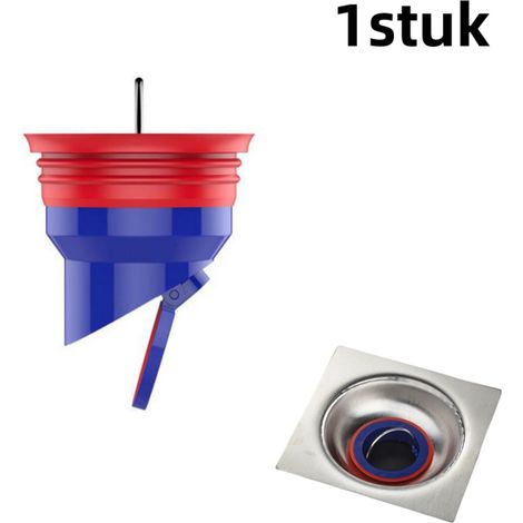 Clapet anti retour pour siphon de sol avec filtre désodorisant et noyau filtrant en plastique pour canalisations de 40 et 50 mm couleur bleue (1/5)
