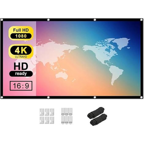 100 Inch 16:9 HD Projector Portable Indoor Outdoor Screen Foldable Double-Sided Projection Flexible Polyester Double Sided Curtain (1/5)