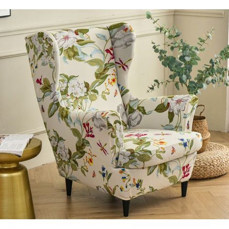 HOUSSE POUR CHAISE À BOUCLES D'OREILLES MOTIFS FLEURS ÉLASTIQUE [22EW1] (1/5)