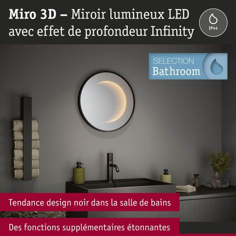 Miroir lumineux LED Miro IP44 Tunable White 70lm 230V 11,5W Miroir, Noir mat (1/5)
