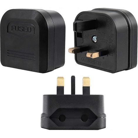 Adaptateur secteur européen 3 pièces avec fusible 5 A, adaptateur prise européenne 2 broches vers prise 3 broches, idéal pour la maison et les voyages (1/5)