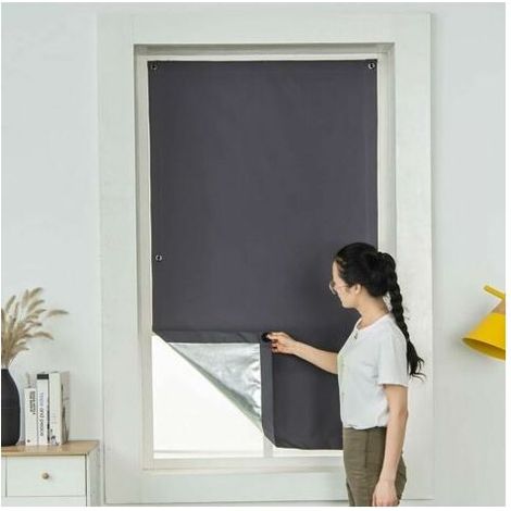Pair Rideau occultant rideaux thermiques gris 60 x 120 cm (1/5)