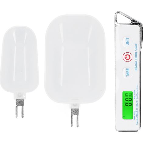 Tragbare digitale Küchenwaage aus Edelstahl für Mehl, Tee und Gewürze – 500 g/0,1 g – Weiß (1/5)