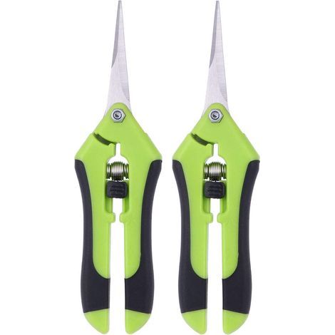 Set of 2 pruning shears, professional stainless steel manual pruning scissors (Green)