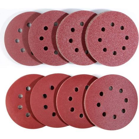 80x Exzenterschleifpapier 125mm Klett, 8 Loch, gemischte Körnung 40-400 (1/5)