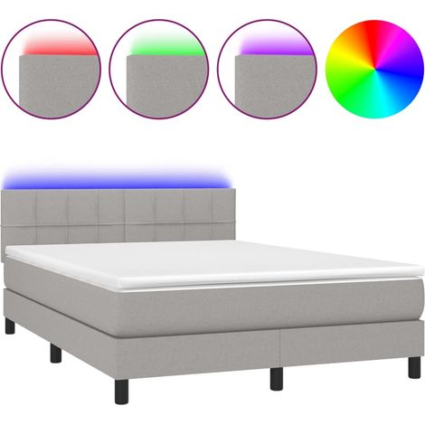 Maison Exclusive - Boxspringbett mit Matratze & LED Hellgrau 140x
