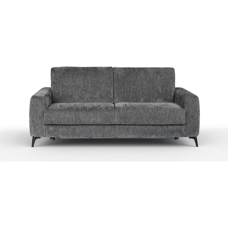 Deco In Paris – Canapé convertible express 3 places en velours chiné gris foncé – Système d’ouverture rapide – Matelas 12 cm pour couchage confortable (1/5)