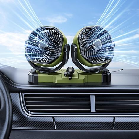 Ventilateur de tableau de bord de voiture 24V, adapté aux voitures, SUV, pick-up, camions et camping-cars, ventilateur USB portable pour voiture, pivotant à 360 degrés, utilisable dans la chambre, le (1/5)