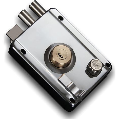 Serrure de Portail en Acier Inoxydable, Serrure de Portail Extérieure en Acier Inoxydable et Cuivre, Serrure Antivol de sécurité Simple et Belle Serrure à Assurance Multiple (1/5)