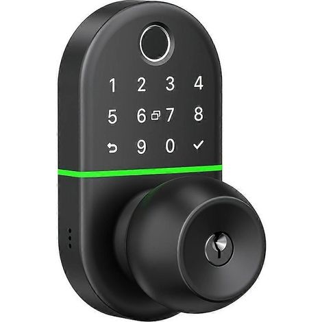Intelligentes Türschloss mit Knopf, Schloss mit Griff, elektronischer Fingerabdruckknopf für die Haustür, Fernzugriffscode-Generierung (1/5)