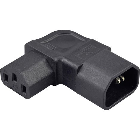 TRU COMPONENTS Adapter Kaltgeräte-Buchse C13 - Kaltgeräte-Stecker C14 Gesamtpolzahl: 3 Schwarz 1 S (1/5)