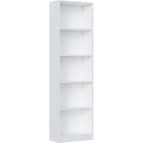 Buchhandlung Pomona, Hohes Bücherregal mit 5 Regalen, Büro- oder Schlafzimmerregal, Modernes Regal mit Fächern, cm 52x25h80, Weiß