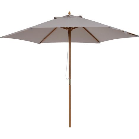 Parasol droit parasol de jardin rond grande taille de jardin Ø 2,5 x 2,3H m bois de bambou gris (1/5)