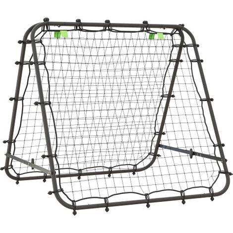 Rebondisseur de football Kickback But Mur de rebond Filet Rebond des deux côtés Réglable en 5 niveaux pour l'entraînement au football Acier Noir 100 x 95 x 90 cm