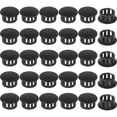Embouts d'insertion - Embouts de fixation ronds verrouillables - Pour tubes de poteaux de clôture de meubles - 18 mm, 30 unités - Noir (1/5)