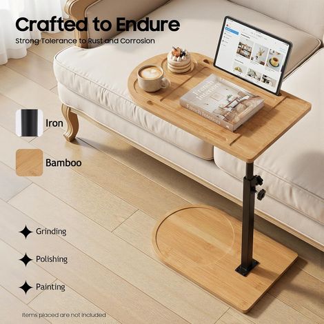 Table d'appoint C réglable en hauteur pivotante à 360° pour canapé, plateau TV pour petits espaces, canapé, lit, table d'appoint pour salon, chambre à coucher (1/5)