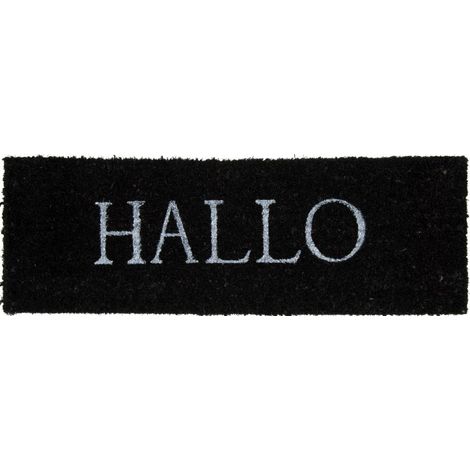 Fußmatte Hallo Kokos schwarz, 26 x 75 cm Fußmatte
