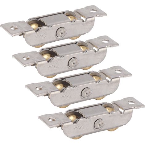 Ensemble de 4 roulettes pour porte-fenêtre coulissante, en acier inoxydable et cuivre, avec roulement à billes. Roue concave pour porte vitrée. (1/5)