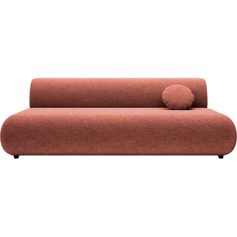 BORDILLA - Canapé droit convertible tissu chenille 3 places Terracotta (1/5)