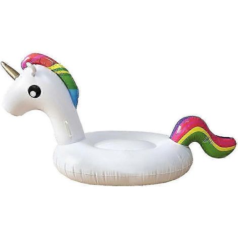 Bouée gonflable épaisse en forme d'arc-en-ciel en forme de licorne avec support pour pagaie, 190 x 87 x 92 cm (1/5)