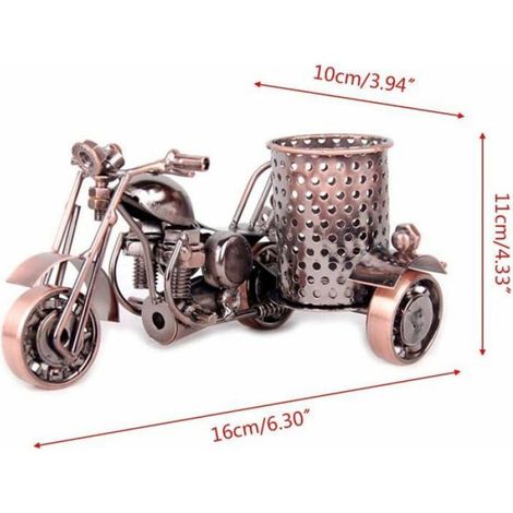 Porte-Crayons - Metal - Design Moto - 16x10x11 cm - Pour Rangement Brosse Cosmetique - 1 Piece (1/4)