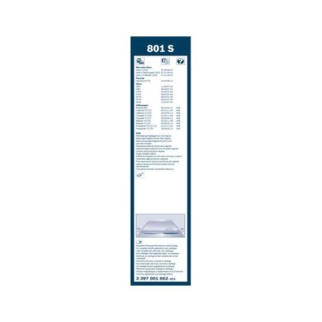 Bosch Balais d'essuie–glace plats conventionnels AVANT Twin Spoiler 801S, L= 600/530mm – 1 paire