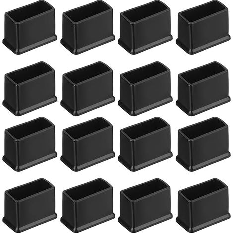 Square Chair Leg Caps, 30mm x 15mm, Black, Furniture Leg Pads for Table, Floor Protection Caps for Table (1/5)