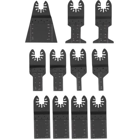 11 lames oscillantes multi-usages à dégagement rapide, kit acier carbone pour menuiserie droite, lot de 11 pièces (1/5)