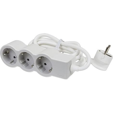 Legrand – Multiprise 3 prises 1,5m 3650W – Design extra-plat pour espaces confinés – Fixation murale incluse (1/3)