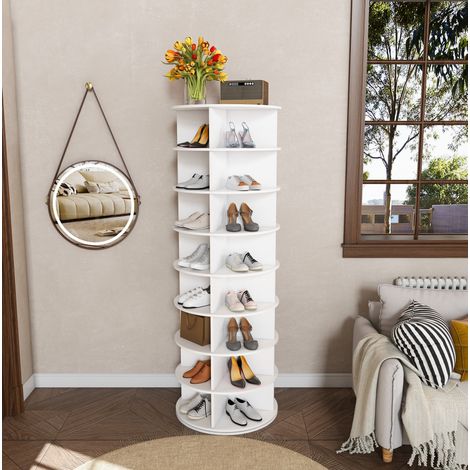 meuble rangement rotatif 32 paires blanc OKMYHOME (1/5)