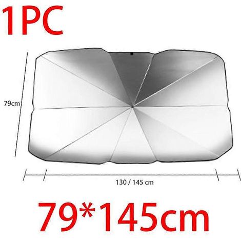 Pare-soleil de pare-brise de voiture, type parapluie, protection solaire avant pour vitre de voiture, protection contre les UV et la chaleur, tissu isolant thermique, 79 x 145 cm, 1 pièce (1/5)