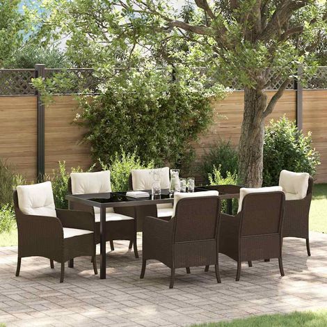 Conjunto de Comedor de Jardín 7 pcs Marrón ratán sintético vidaXL (1/5)
