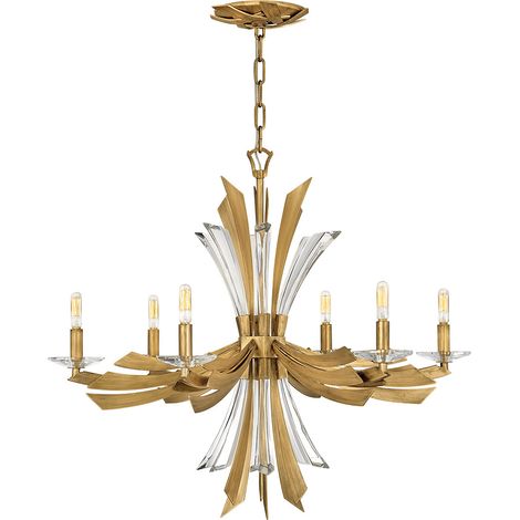 Lampadario Industrial Nordico Vida Acciaio Oro Brunito 6 Luci E14 (1/5)