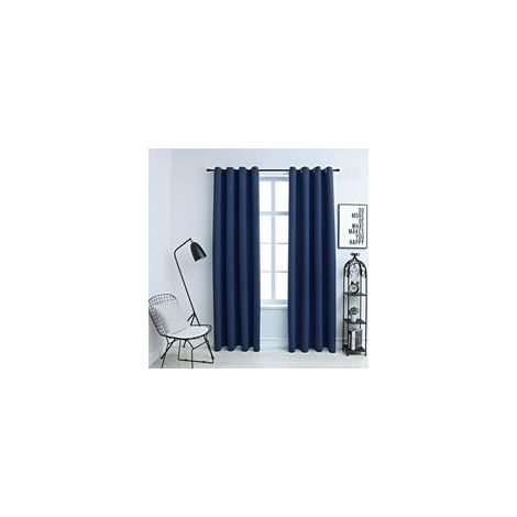 Verdunkelungsvorhänge mit Metallösen, 2 Stück, blau, 140 x 245 cm - Crezuo