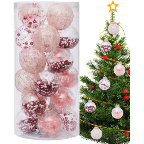 Lot de 24 boules de Noël transparentes - Décoration d'intérieur pour Noël - (1/5)