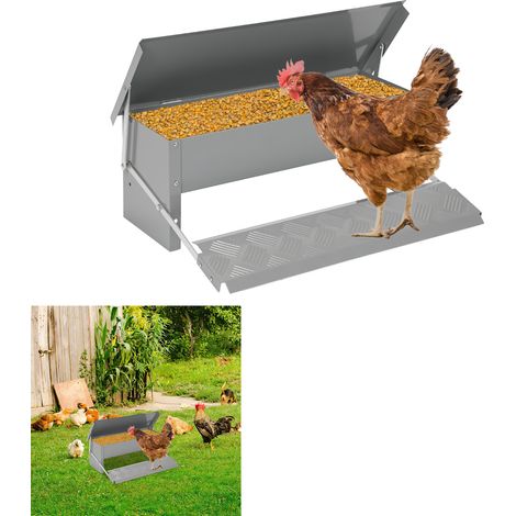 TolleTour Mangiatoia galline 5 kg a pedale, acciaio zincato, kit con guanti e paletta per riempimento (1/5)