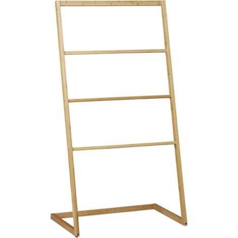Toallero de pie 4 barras baño secado rápido diseño elegante en bambú natural 130007559 (1/4)