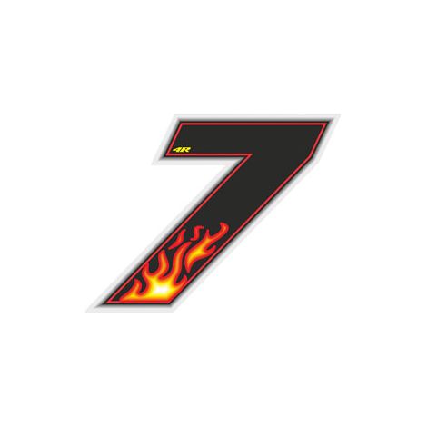 Numeri Adesivi Flames - Numeri: 7 - Dimensione: 27 X 37 MM