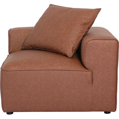 Module d'angle droit pour canapé en cuir marron FERGUS (1/5)