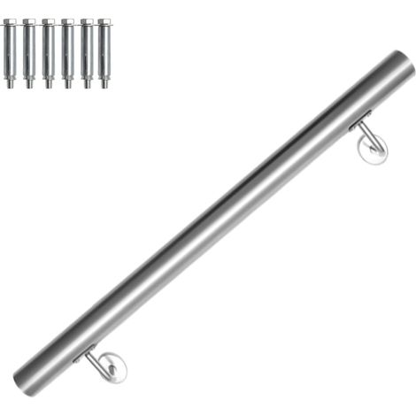 1 main courante, acier inoxydable, ø 42 mm, longueur 80 cm, avec supports et embouts, intérieur et extérieur (1/5)