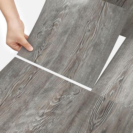 Dalle PVC Adhesive Sol Bois Vintage Gris Foncé 30X30cm 36 Pièces Dalles de Sol Autocollantes en PVC Bois Imperméable Autocollant Carrelage Cuisine Gris Résistant à L'usure Salle de Bain (1/5)