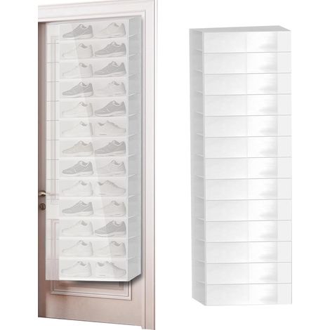Organisateur De Chaussures Sur Porte 26 Poches Transparent Organisateur À Chaussures Accrochable Et Pliable Pour Porte Pour Rangement Des Bottes Sneakers Et Talons Hauts (1/5)