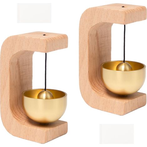 2 Sonnette De Porte en Bois Carillon de Sonnette Magnétique Carillon de Porte en Bois à Suspendre Sonnette de Commerçant avec Autocollant pour Magasin Café Maison et Décoration de Jardin (1/5)