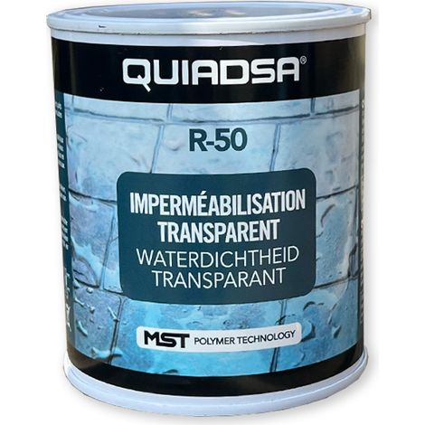 Imperméabilisant hydrofuge R-50 - Très Haute performance, multi-matériaux - Pot de 800 g - Pour Sols, terrasses, murs, toit - Transparent - Couverture étanche - (1/5)